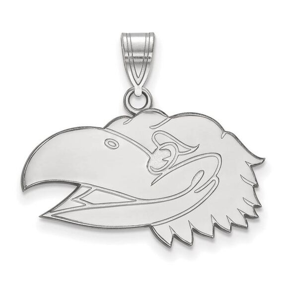 Sterling Silver U. of Kansas Medium Left Profile Mascot Pendant